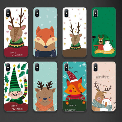 Merry Christmas Cartoon Deer Snowman Phone Case