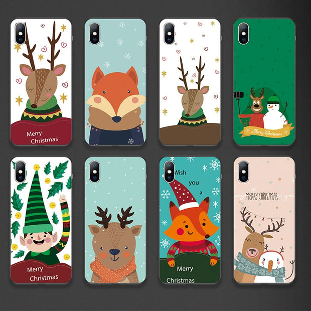 Merry Christmas Cartoon Deer Snowman Phone Case