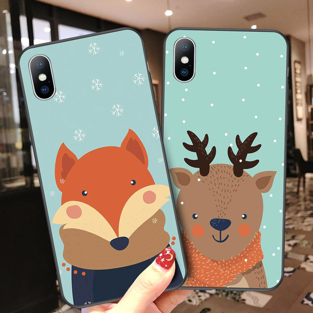 Merry Christmas Cartoon Deer Snowman Phone Case