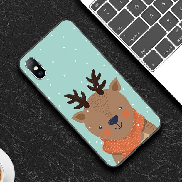 Merry Christmas Cartoon Deer Snowman Phone Case