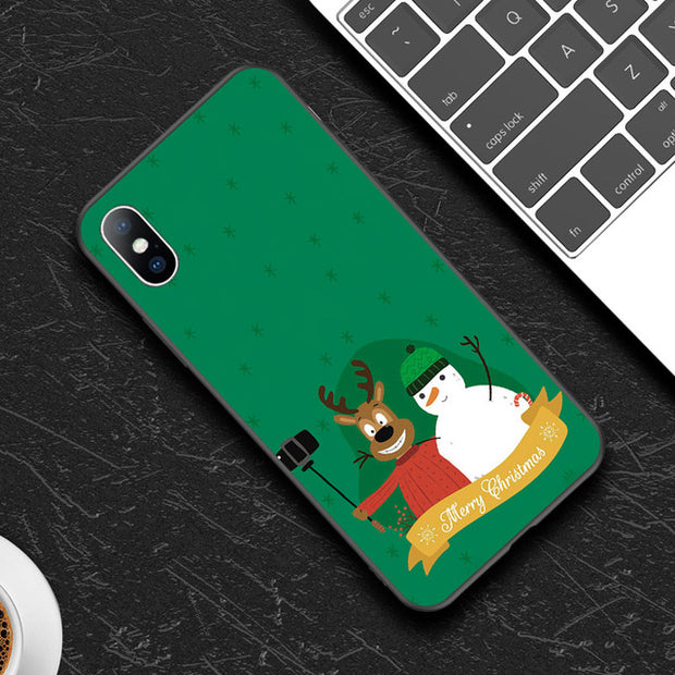 Merry Christmas Cartoon Deer Snowman Phone Case