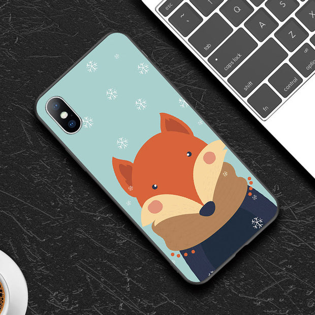 Merry Christmas Cartoon Deer Snowman Phone Case