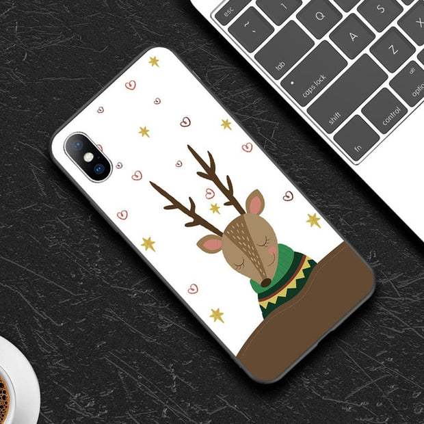 Merry Christmas Cartoon Deer Snowman Phone Case